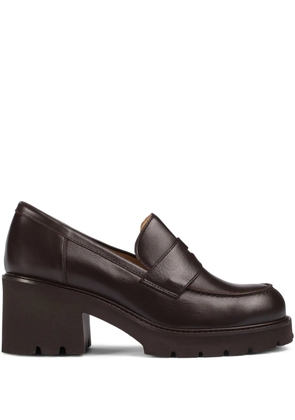 Doucal's block-heel leather loafers - Brown