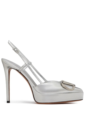 Valentino Garavani VLogo metallic leather pumps - Silver