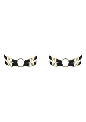 Bordelle Nara ring-detail leather garters - Black