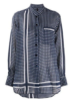 Sara Lanzi geometric-print long-sleeved shirt - Blue