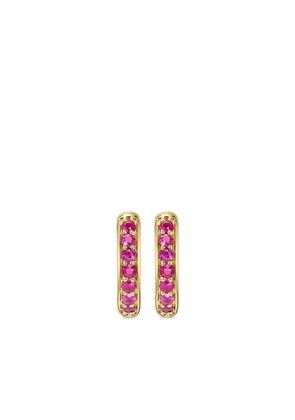 David Yurman 18kt yellow gold Petite Pavé ruby huggie earrings