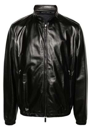 Giorgio Armani leather zipped jacket - Black