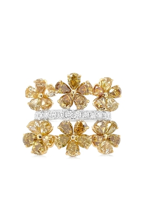 HYT Jewelry 18kt white gold yellow diamond cocktail ring