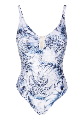 Lygia & Nanny palm-tree print swimsuit - Blue