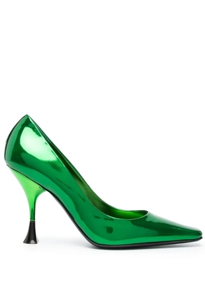 3juin 100mm patent-finish square pumps - Green