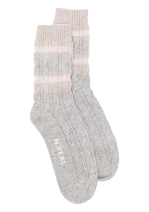 N.Peal stripe cable socks - Grey