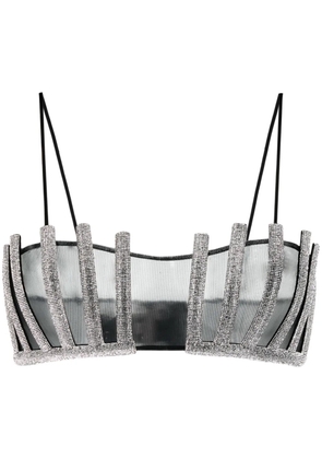 Nuè Lotus rhinestone-embellished top - Black