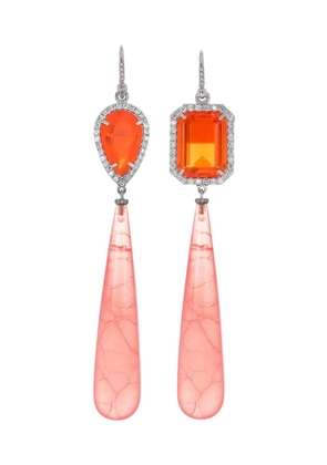 Irene Neuwirth 18kt white gold One Of A Kind opal, rhodochrosite and diamond earrings - Silver