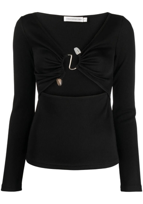Christopher Esber Callisto embellished ribbed-knit top - Black