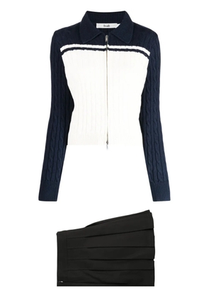 b+ab cable-knit pleated skirt set - White
