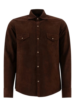 Tagliatore suede leather flap-pocket shirt - Brown