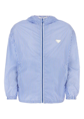 Prada striped hooded windbreaker - Blue