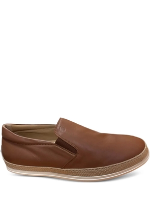 Tod's raffia-trimmed leather loafers - Brown