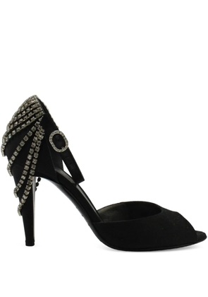 Sergio Rossi Vintage crystal-embellished peep-toe sandals - Black