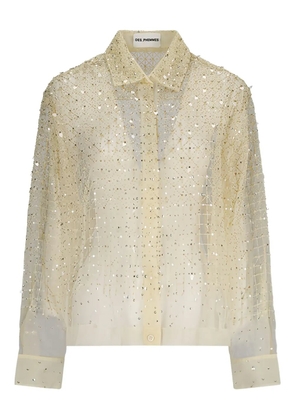 DES PHEMMES sequin-embellished tulle shirt - Yellow