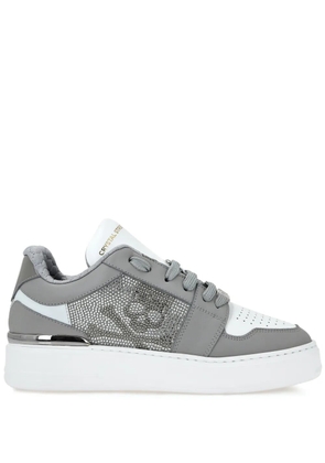 Philipp Plein Crystal Lo-Top Leather Sneakers - Grey