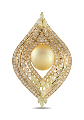 LB Exclusive 18K yellow gold diamond and pearl pendant