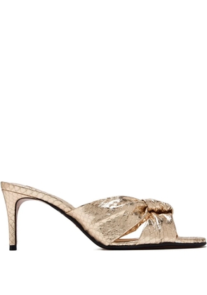 Schutz 75mm knotted snakeskin-embossed sandals - Gold