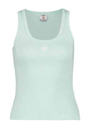 Casablanca rine-ribbed square-neck tank top - Green