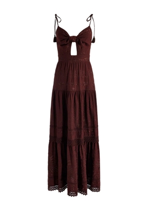 alice + olivia Minka tie-front embroidered maxi day dress - Brown