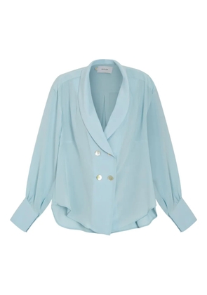 Isolda double-breasted silk shirt - Blue
