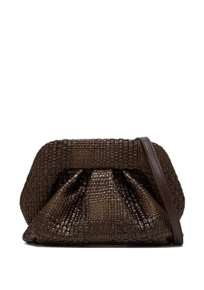 Themoirè woven pleated clutch bag - Brown