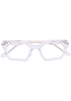 Yohji Yamamoto transpatent geometric-frame glasses - White