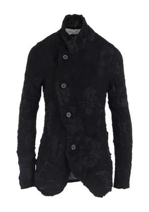 Y's flower-pattern wrinkled jacket - Black