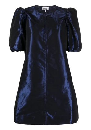 GANNI taffeta puff-sleeves minidress - Blue