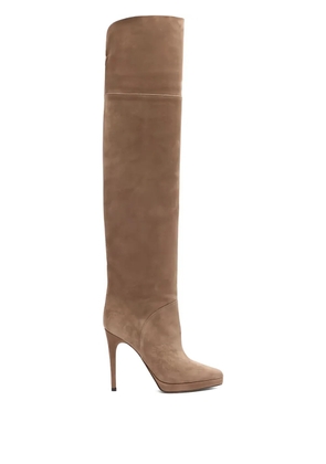 Casadei 100MM suede over-the-knee stiletto boots - Brown