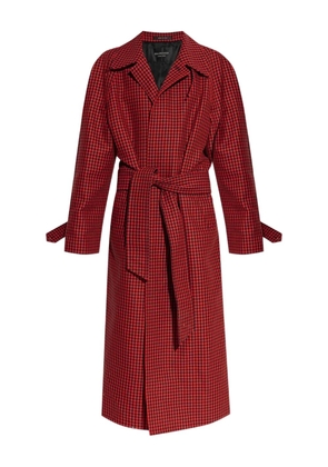 Balenciaga houndstooth-pattern belted coat - Red