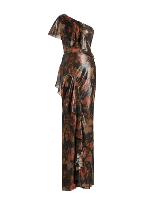 Ralph Lauren Collection one-shoulder ruffled-detail maxi dress - Black