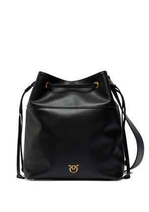 PINKO drawstring leather medium bucket bag - Black