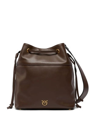 PINKO drawstring leather bucket bag - Brown