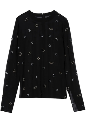 3.1 Phillip Lim gemstone-embellished silk T-shirt - Black