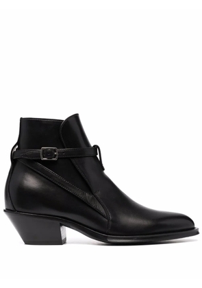 Saint Laurent buckle-detail leather ankle boots - Black