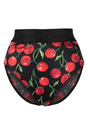 Dolce & Gabbana cherry-print high-waist briefs - Black