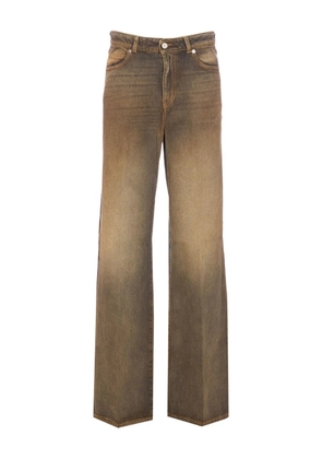 TRUE AVENUE patch-pocket dirty-wash jeans - Brown