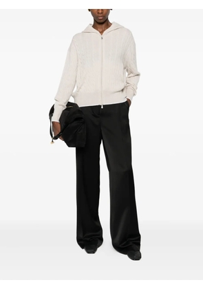 Gran Sasso cable-knit zip-fastening hoodie - Neutrals