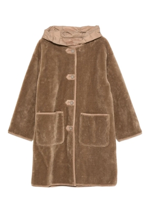 VICOLO hooded patch-pockets coat - Brown