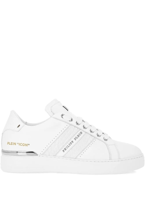 Philipp Plein logo-embellished leather sneakers - White