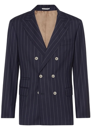 Brunello Cucinelli pinstripe-print double-breasted blazer - Blue