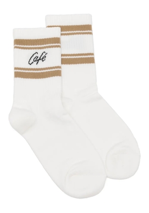CAFÉ KITSUNÉ intarsia-knit logo socks - Neutrals