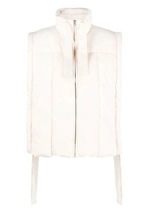GANNI logo-embroidered padded gilet - Neutrals