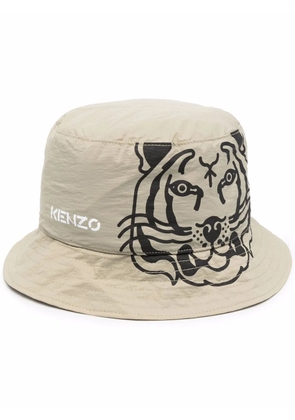 Kenzo Tiger logo-print bucket hat - Neutrals