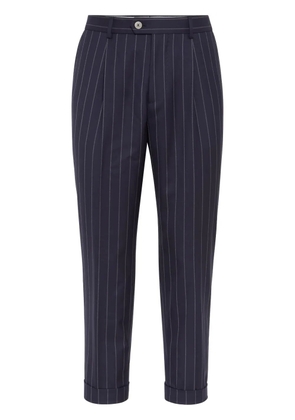 Brunello Cucinelli tapered-leg wool trousers - Blue