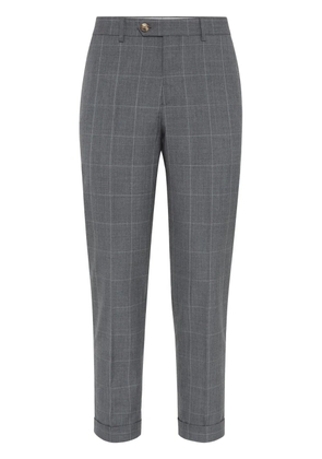 Brunello Cucinelli check-pattern wool trousers - Grey