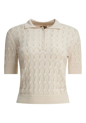 RAKKI chevron-pattern polo top - Neutrals