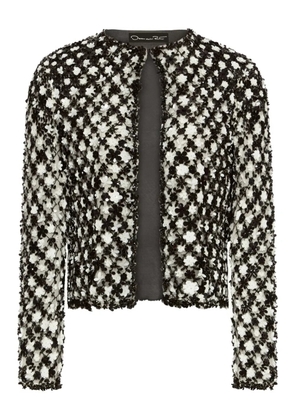 Oscar de la Renta floral-embroidered sequin jacket - Black