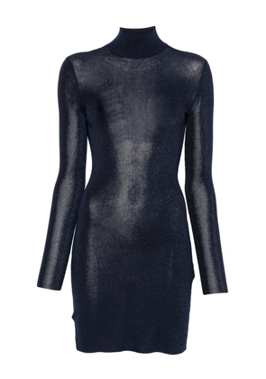 Self-Portrait high-neck glitter mini dress - Blue